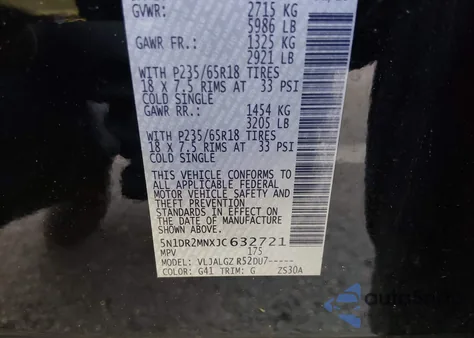 2018 Nissan Pathfinder Sl из США, поврежденный, VIN 5N1DR2MNXJC632721